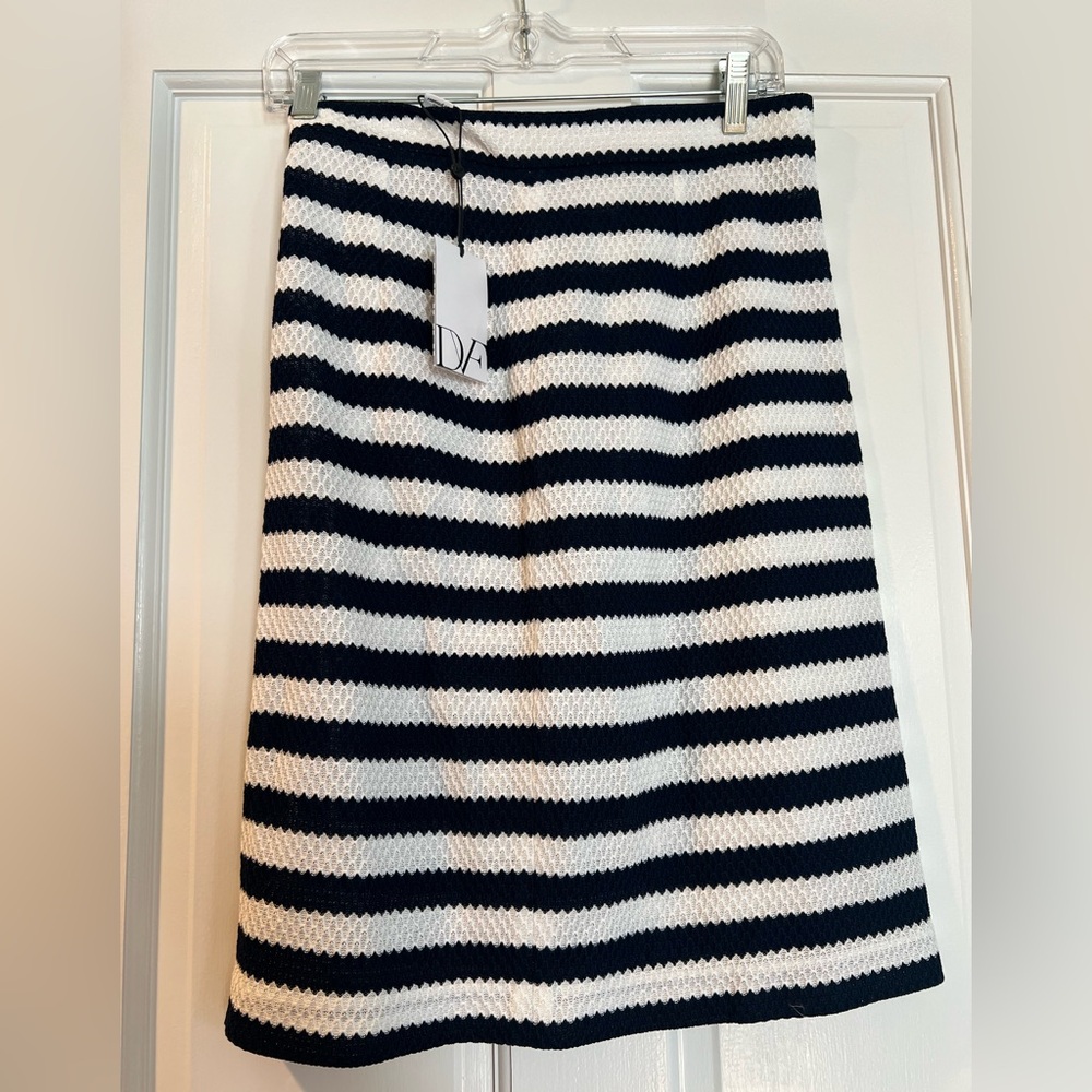 Diane Von Furstenberg Black and White Striped Midi Skirt